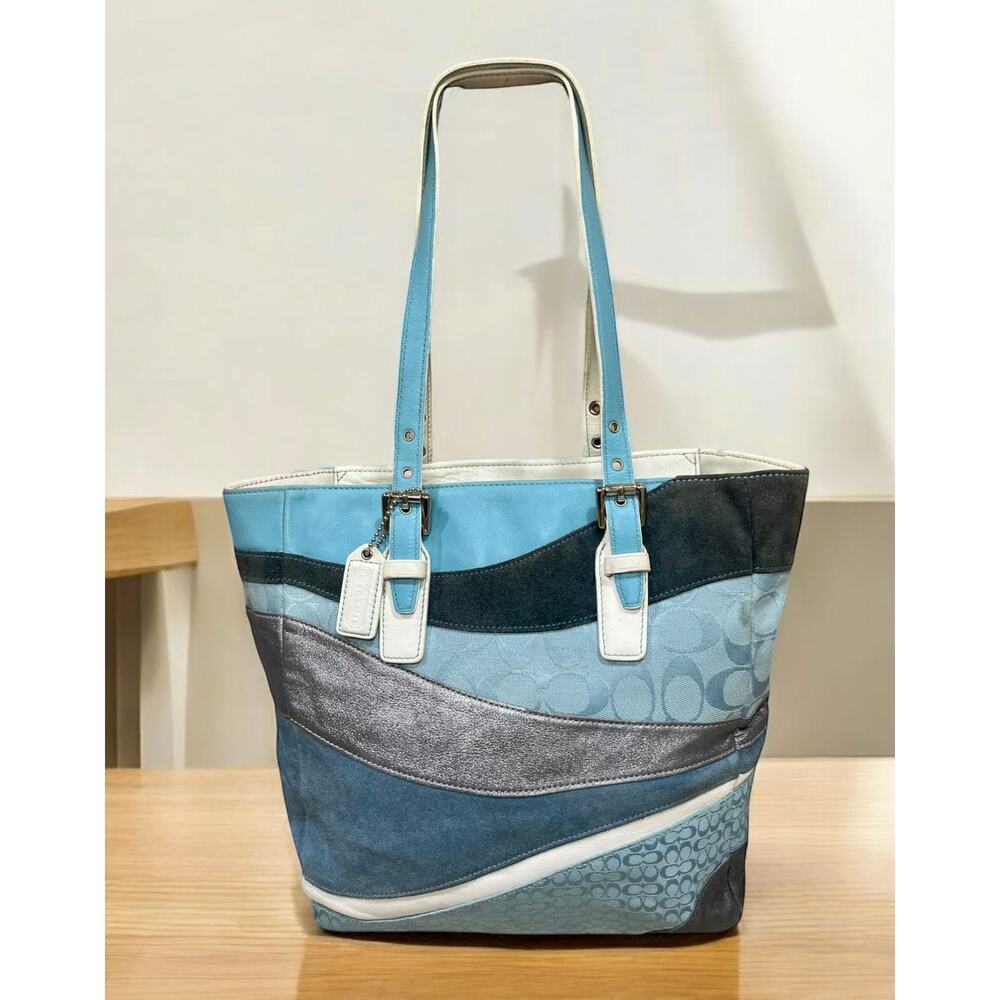 Coach Blue and Gray Tote Bag
